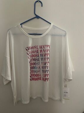 Choose Happy White Graphic Tee, NWT